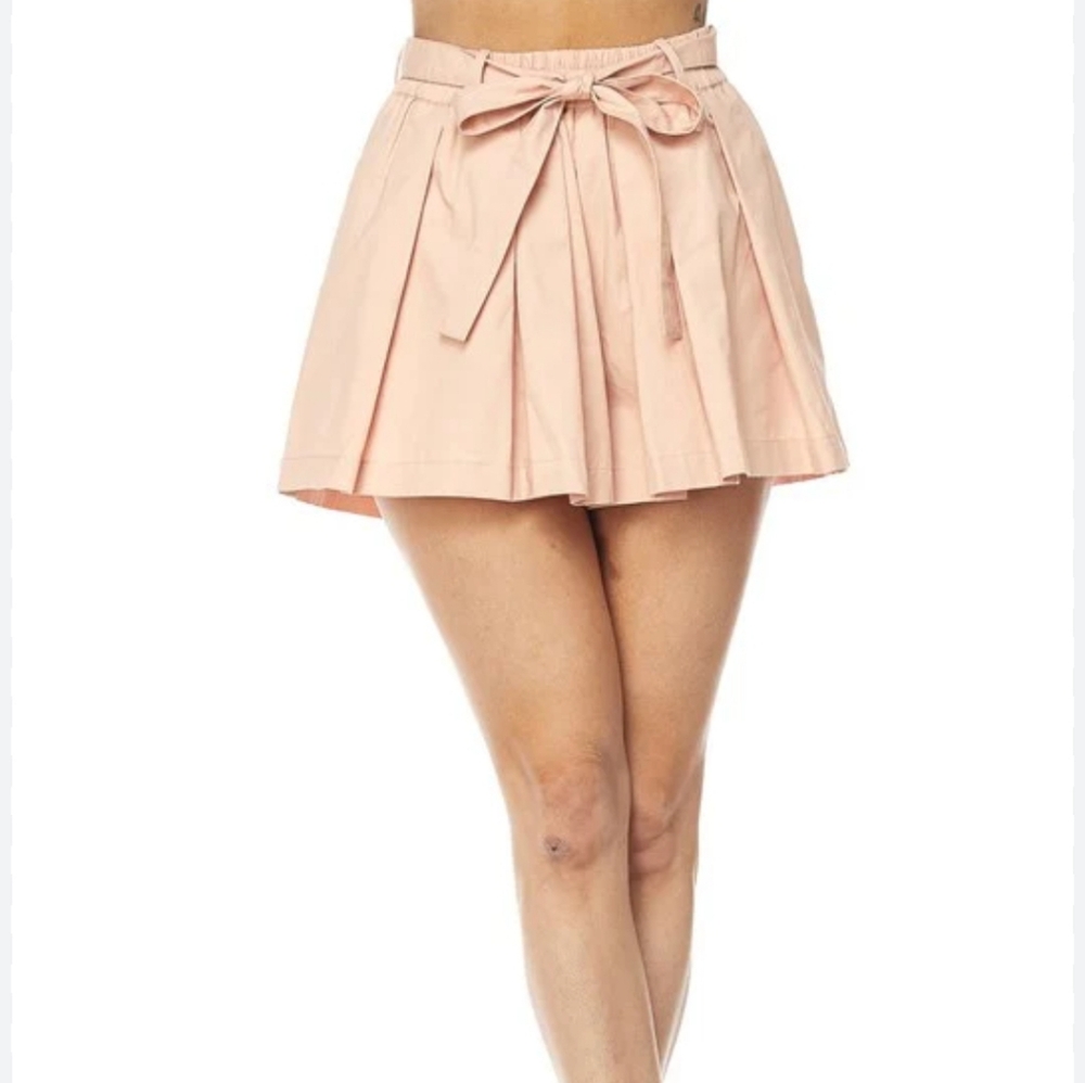 Rebecca Taylor pale Pink Silk Blend‎ Super Soft Belted Pleated Skirt Size 8